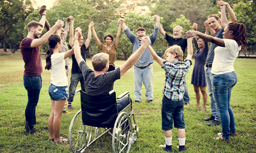 Community group holding hands