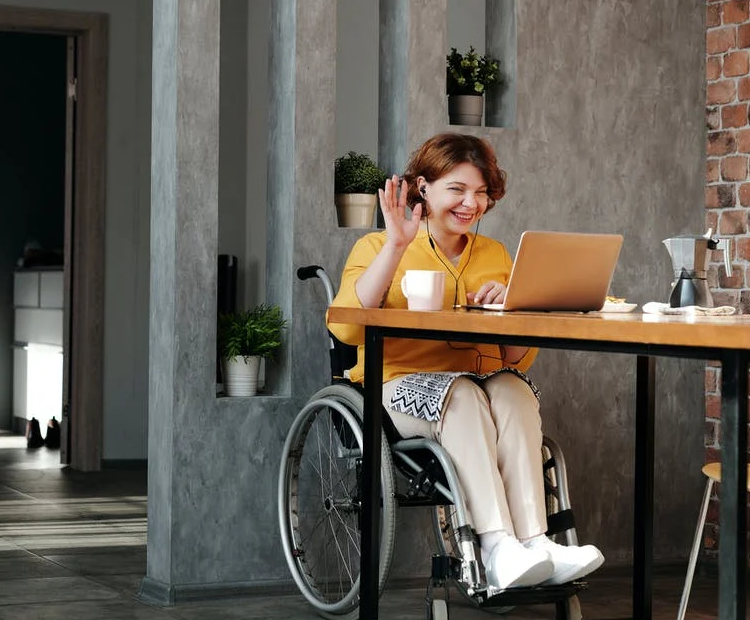 Lady in wheelchair smiling