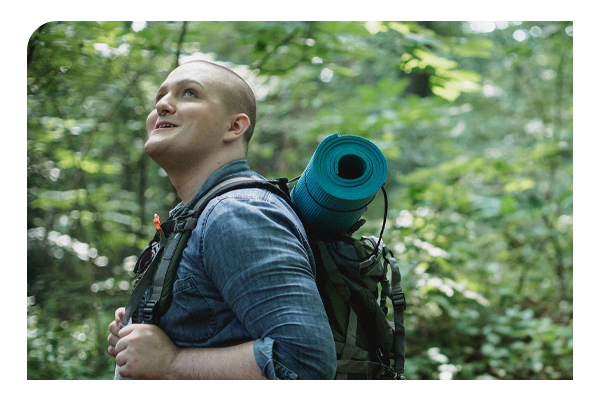 Man walking in a public forest