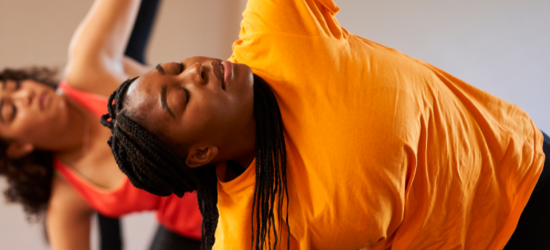 Younger woman stretching