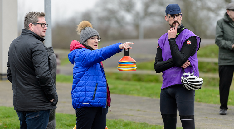 coaching group with cycle cones