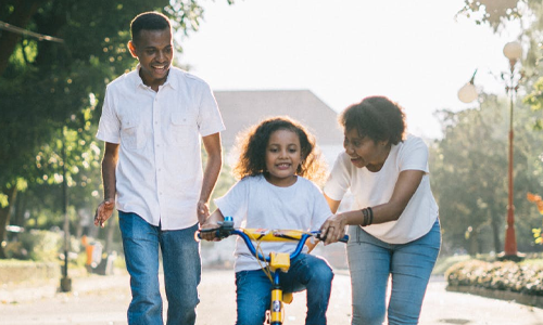 Family being active for good health and wellbeing