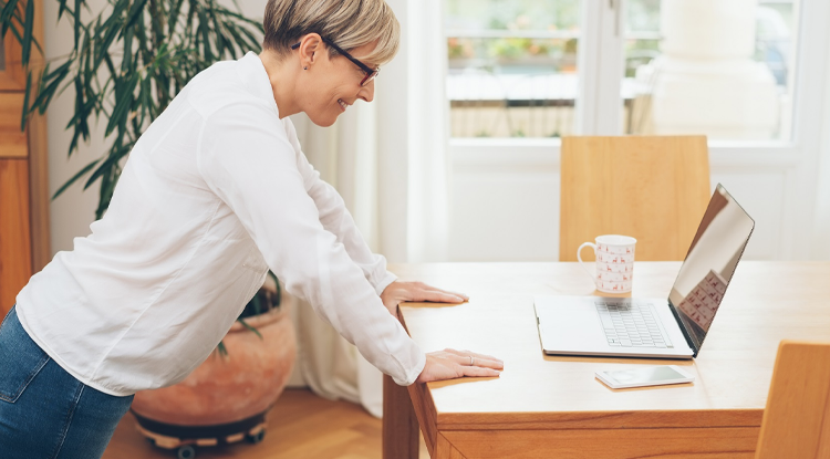 woman being active whilst working from home