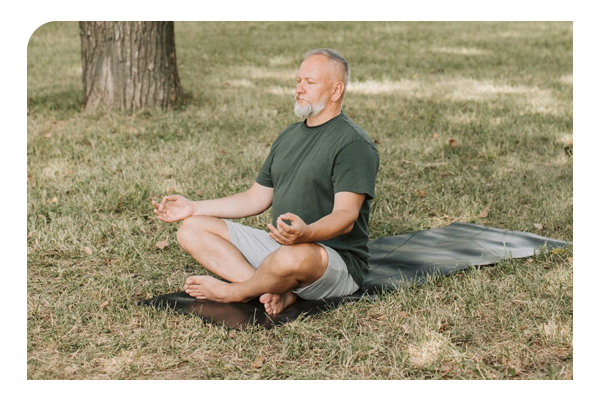 Man doing yoga for healthy lungs