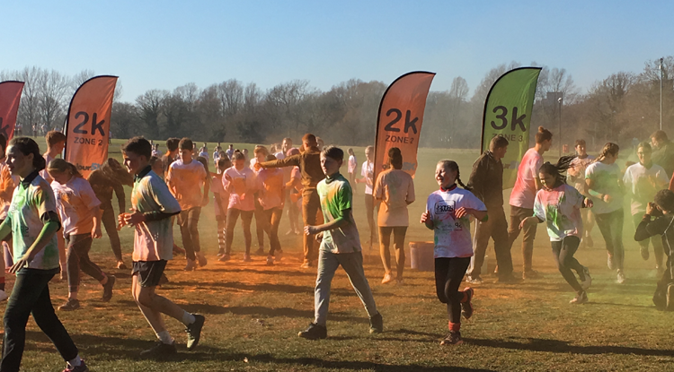 Children taking part in the annual colour run