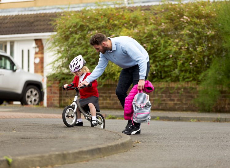 School Streets Father and daughter travelling actively to school