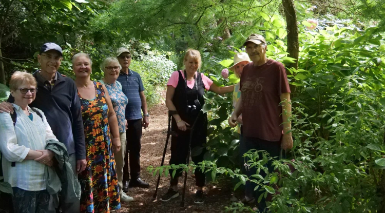 People from the Breckland Cancer Support group on a walk in a forest